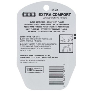 H-E-B Extra Comfort Mint Waxed Dental Floss, 43.7 yd
