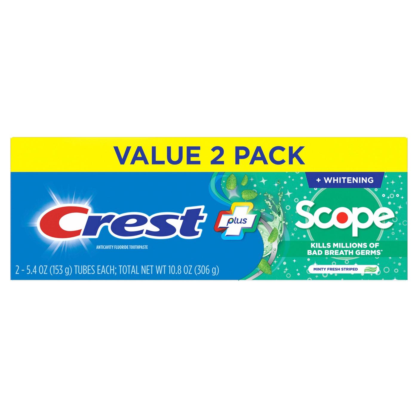 Crest Complete + Scope Whitening Toothpaste - Minty Fresh Striped, 2 Pk; image 1 of 8