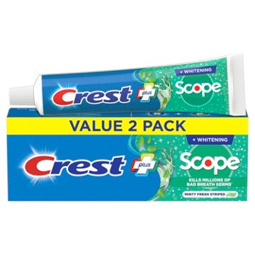 Crest Complete + Scope Whitening Toothpaste - Minty Fresh Striped, 2 Pk, 10.8 oz