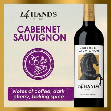 14 Hands Cabernet Sauvignon Washington Red Wine, 750 mL