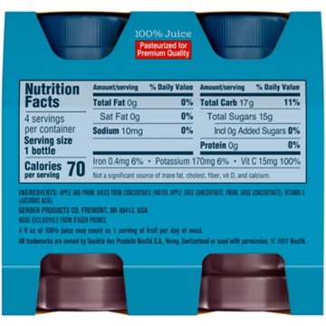 Gerber Fruit Juice - Apple Prune, 4 pk