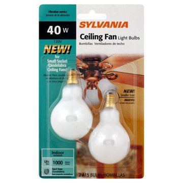 Sylvania A15 40-Watt Ceiling Fan Small Base Indoor Light Bulbs, 2 pk