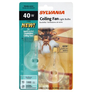 Sylvania A15 40-Watt Ceiling Fan Small Base Indoor Light Bulbs, 2 pk