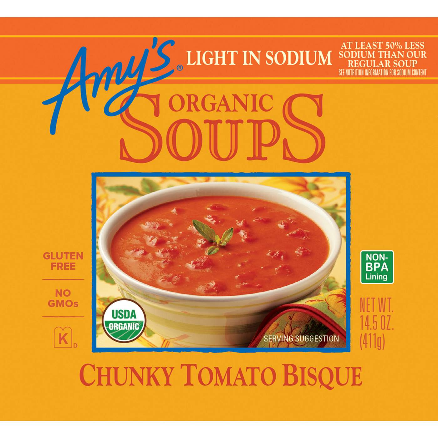 Amy's Organic Light in Sodium Chunky Tomato Bisque Soup; image 7 of 12