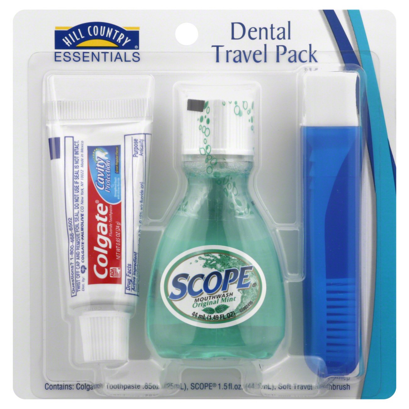 travel size toothpaste and toothbrush