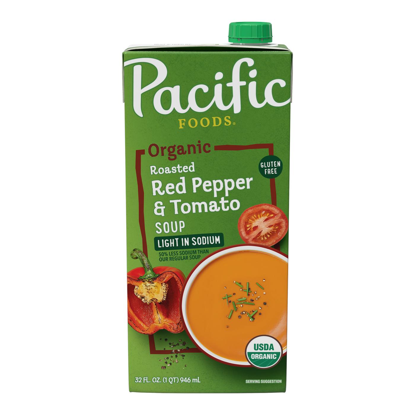 Pacific Foods Organic Light in Sodium Roasted Red Pepper & Tomato Soup; image 1 of 7