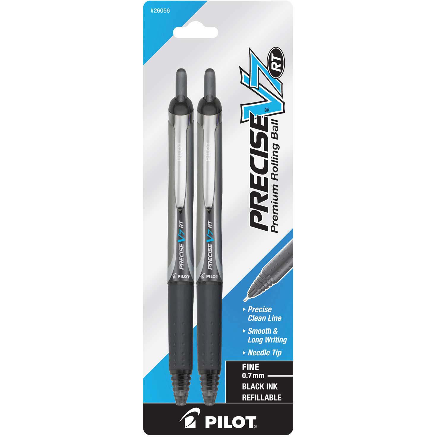 Pilot Precise V7 Retractable Fine Point Rolling Ball Pens Black Ink