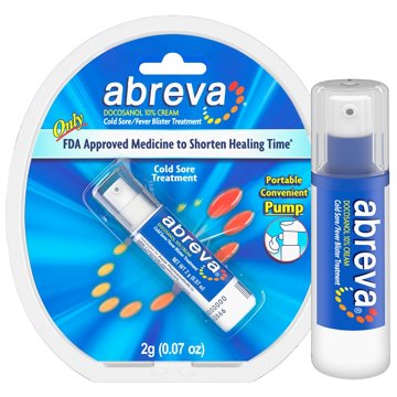 Abreva Docosanol 10% Cream Cold Sore Treatment, Fever Blister and Cold Sore Cream, 0.07 oz