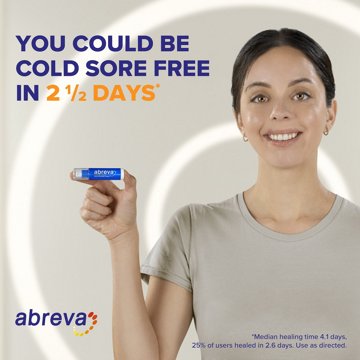 Abreva Docosanol 10% Cream Cold Sore Treatment, Fever Blister and Cold Sore Cream, 0.07 oz