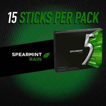 5 Spearmint Rain Sugar Free Chewing Gum, 15 pc