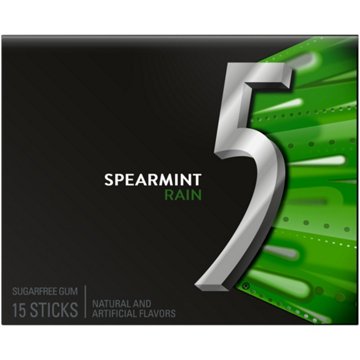 5 Spearmint Rain Sugar Free Chewing Gum, 15 pc