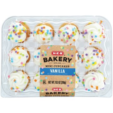 H-E-B Bakery Mini Cupcakes - Vanilla, 12 ct
