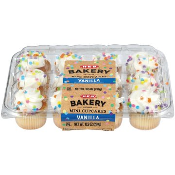 H-E-B Bakery Mini Cupcakes - Vanilla, 12 ct