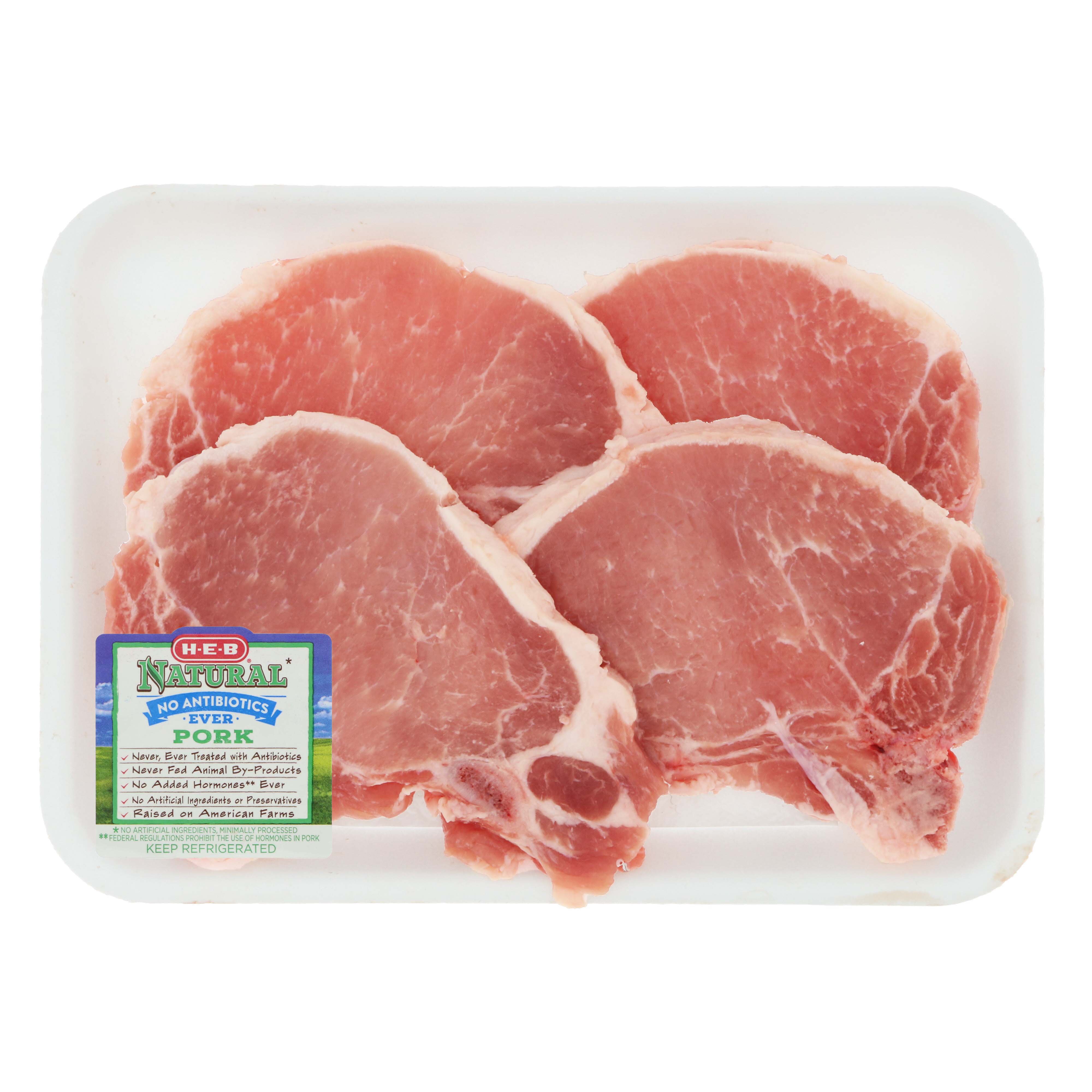 HEB Natural Bonein Center Rib Pork Chops, Thin Cut Shop Pork at HEB