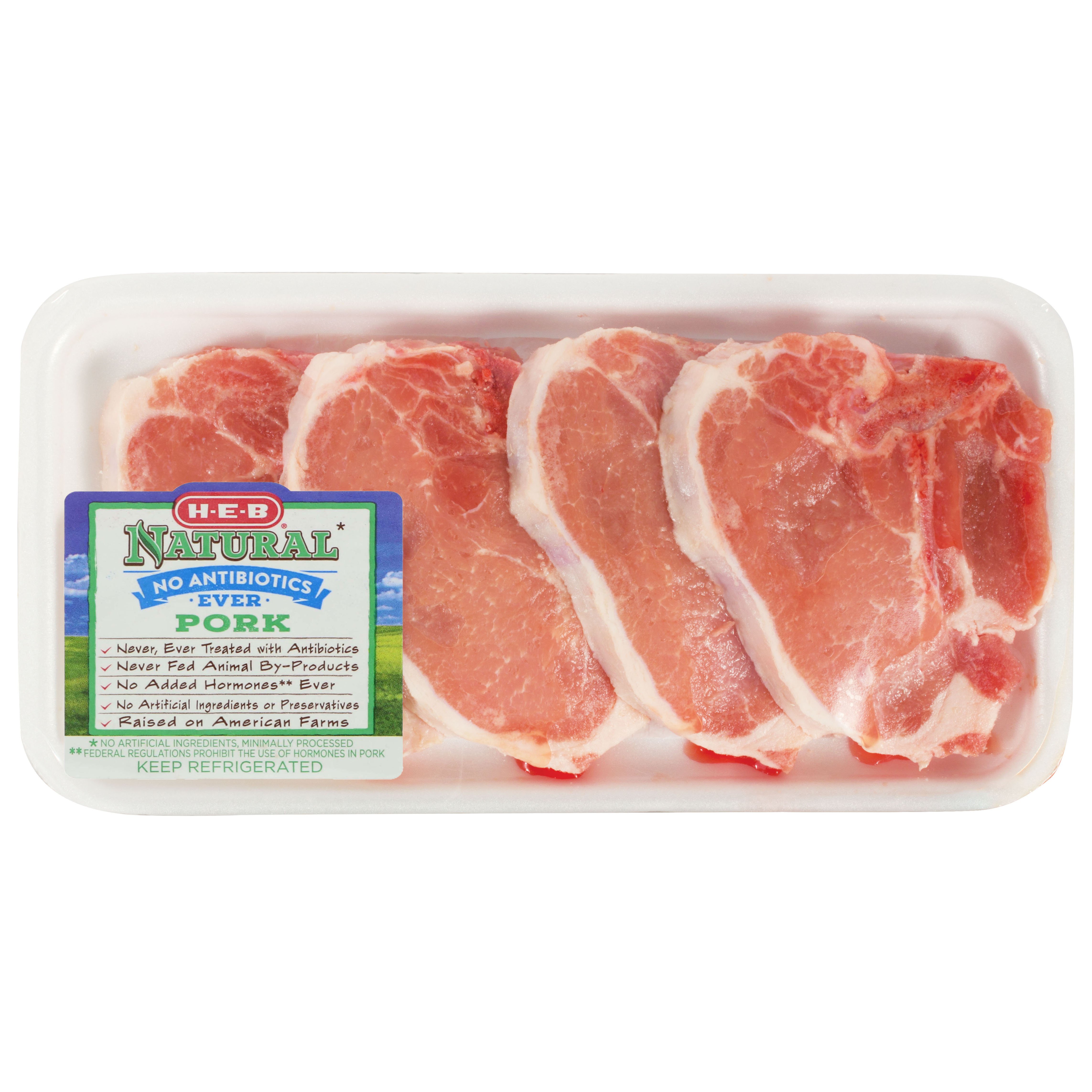 H-E-B Natural Bone-in Center Loin Pork Chops, Thin Cut - Shop Pork At H-E-B