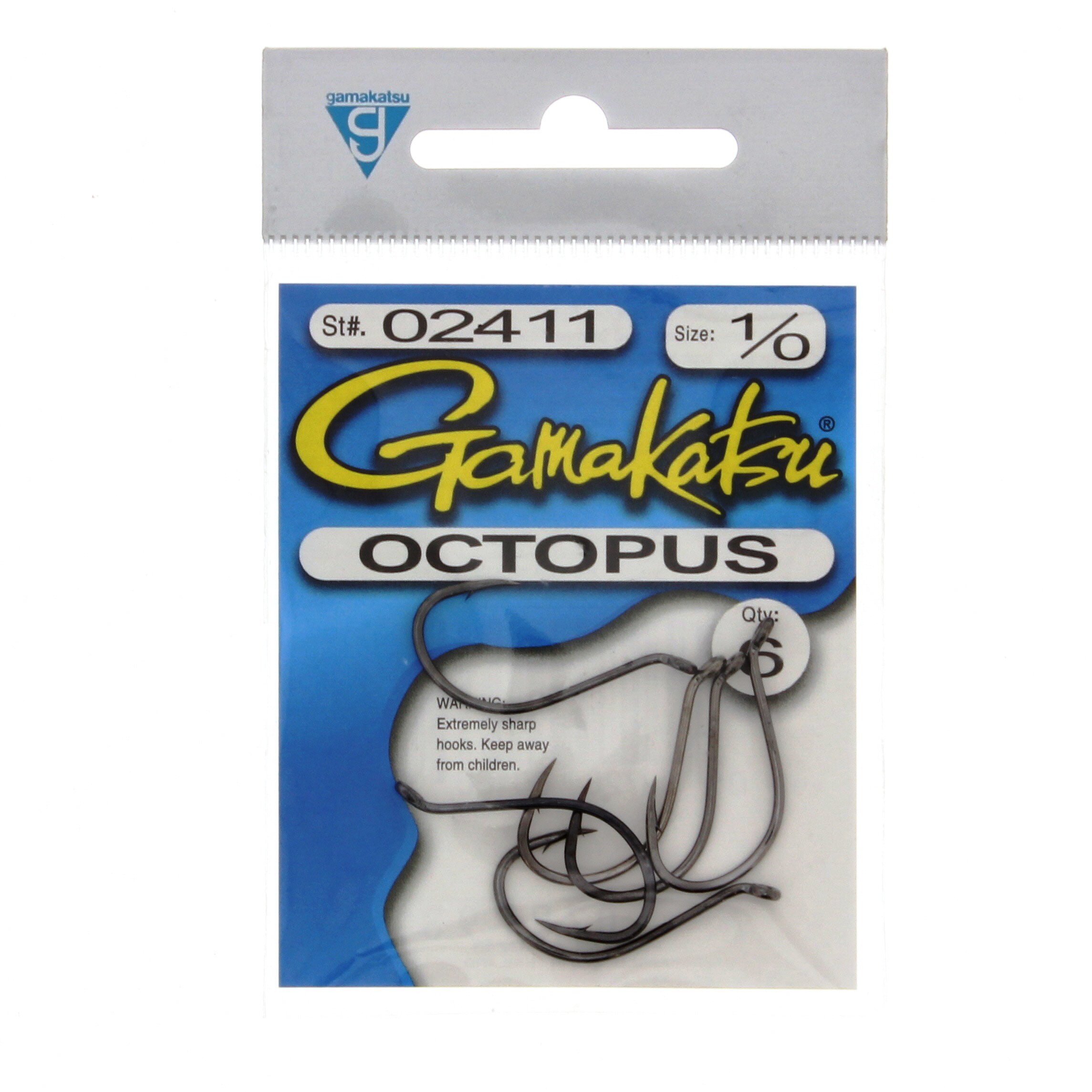 Gamakatsu Octopus NS Black Hook Size 2/0 100 Per Pack 02412-100 
