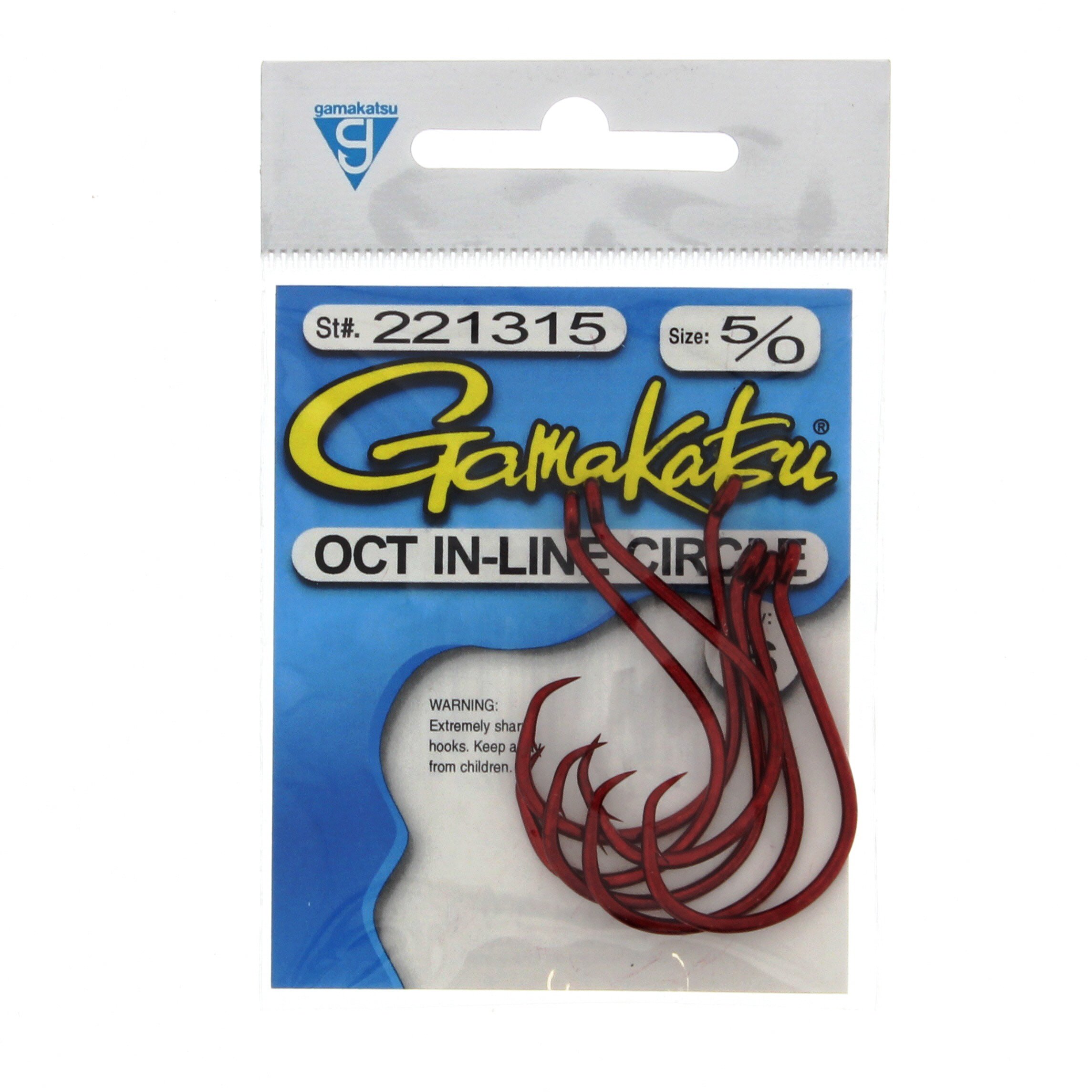 Gamakatsu Octopus In-Line Circle Hooks Red Size 5/0 - Shop Fishing