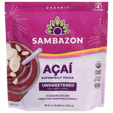 Sambazon Unsweetened Acai Superfruit Packs, 4 ct