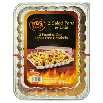 Handi-Foil 2 pk BBQ Basics Foil Salad Pans & Lids, 12.75" x 9"