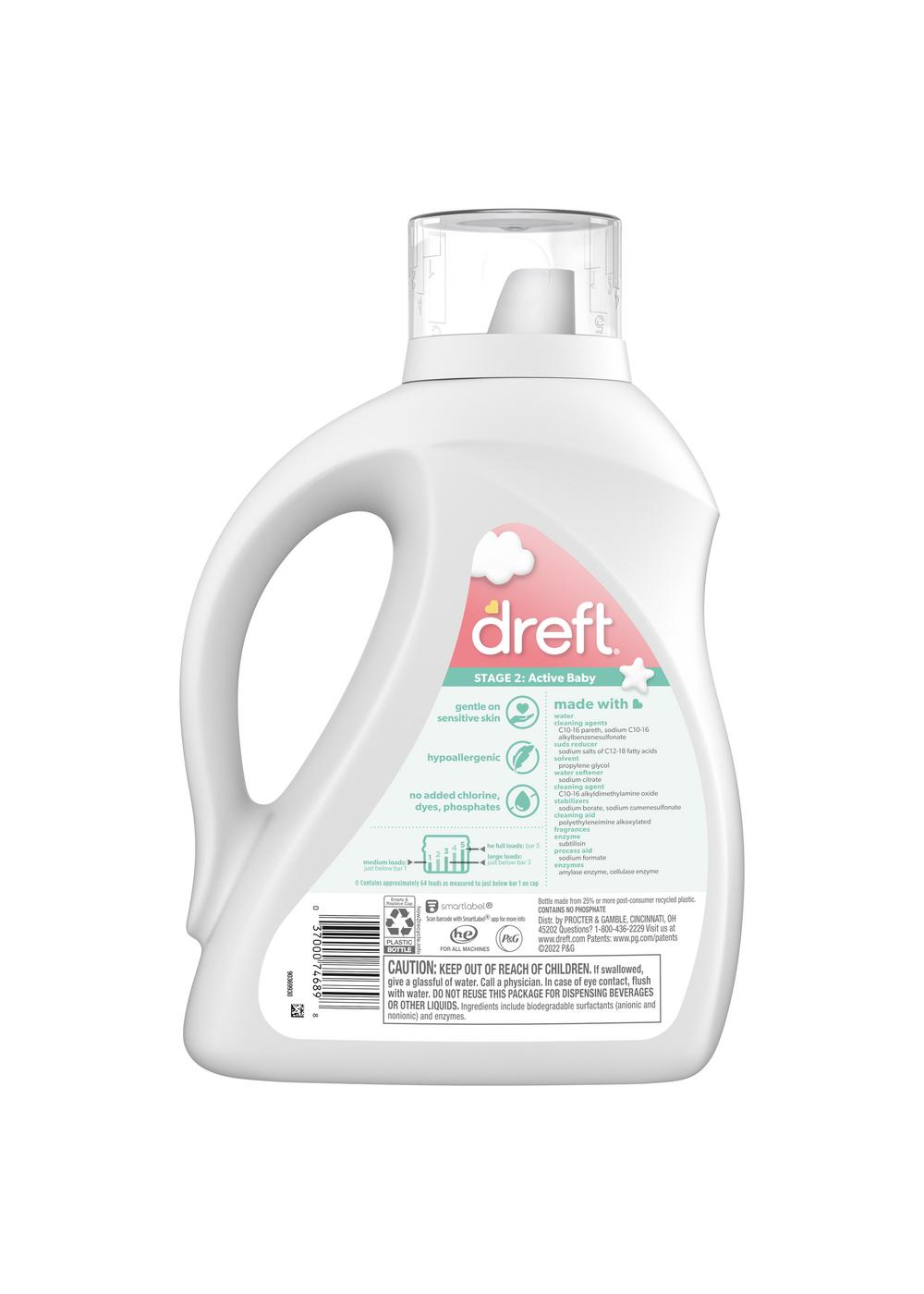 Dreft Stage 2: Active Baby HE Liquid Laundry Detergent, 64 Loads; image 3 of 11