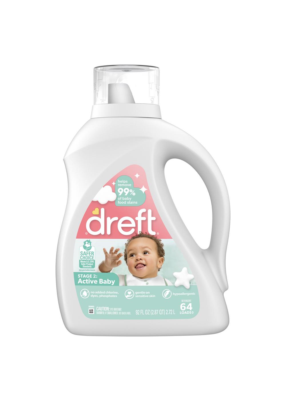 Dreft Stage 2 Active Baby HE Liquid Laundry Detergent 64 Loads