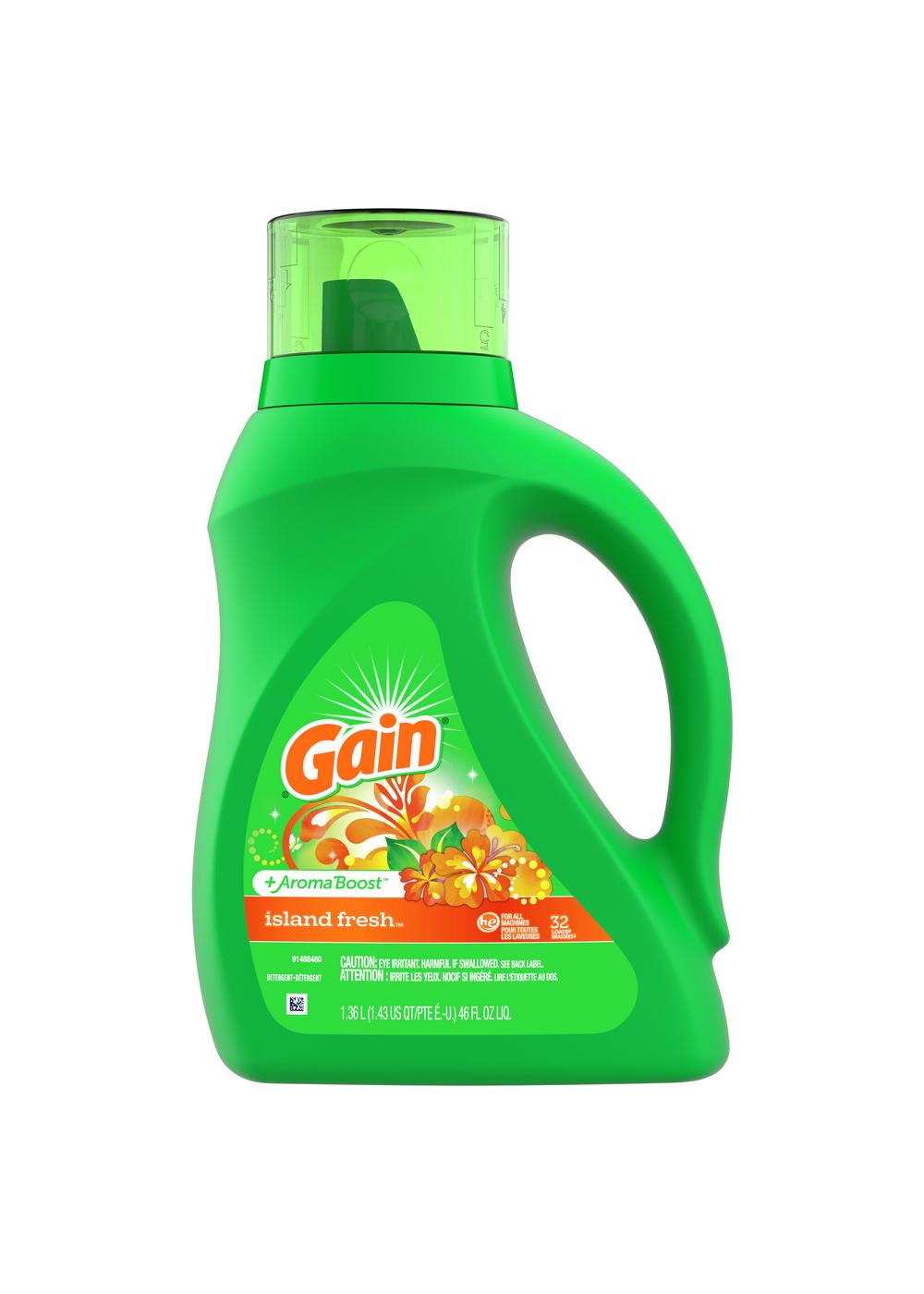 Gain + Aroma Boost HE Liquid Laundry Detergent, 32 Loads - Island Fresh; image 2 of 8