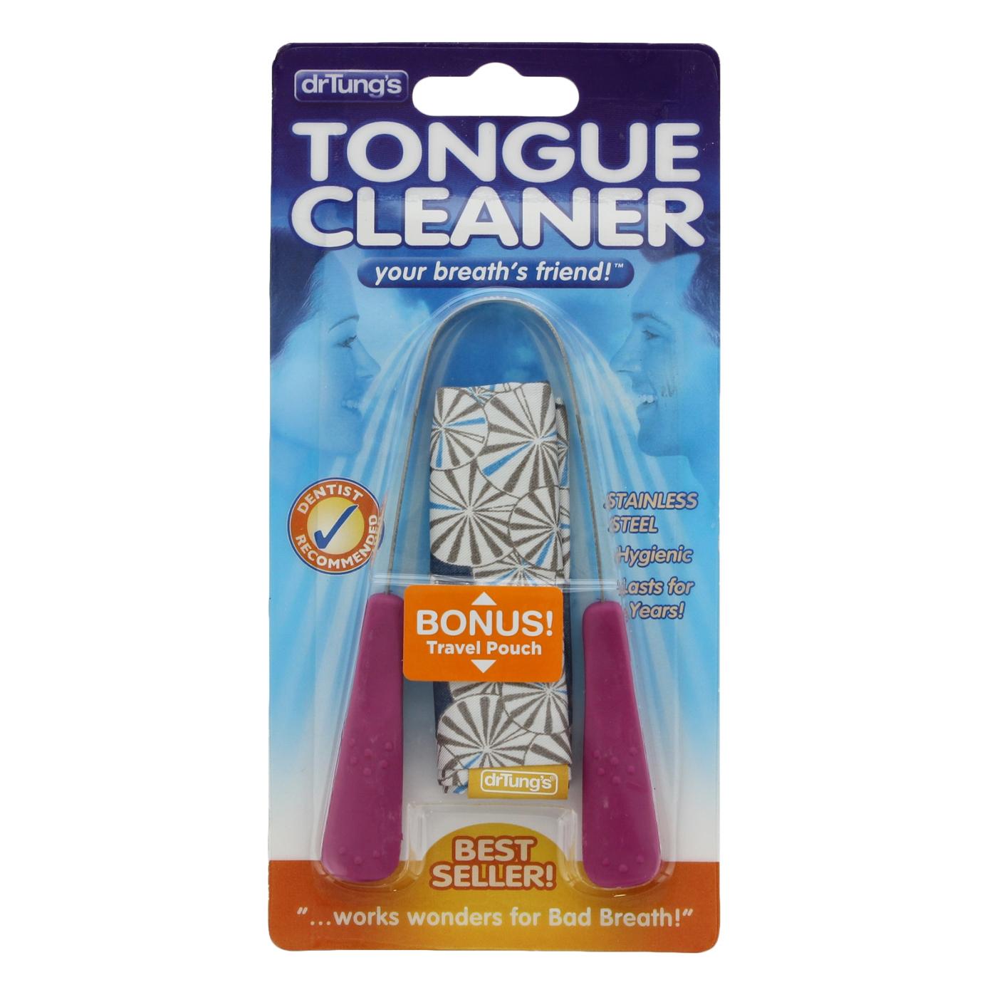 DrTung's Stainless Steel Tongue Cleaner with Travel Pouch, Colors May Vary; image 1 of 4