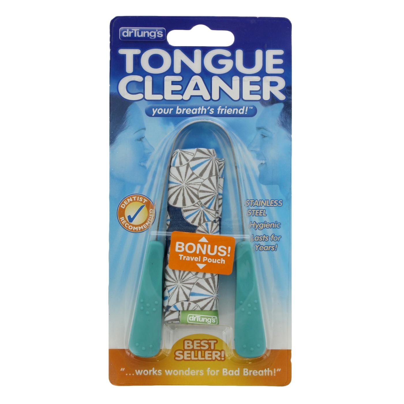 DrTung's Stainless Steel Tongue Cleaner with Travel Pouch, Colors May Vary; image 2 of 4