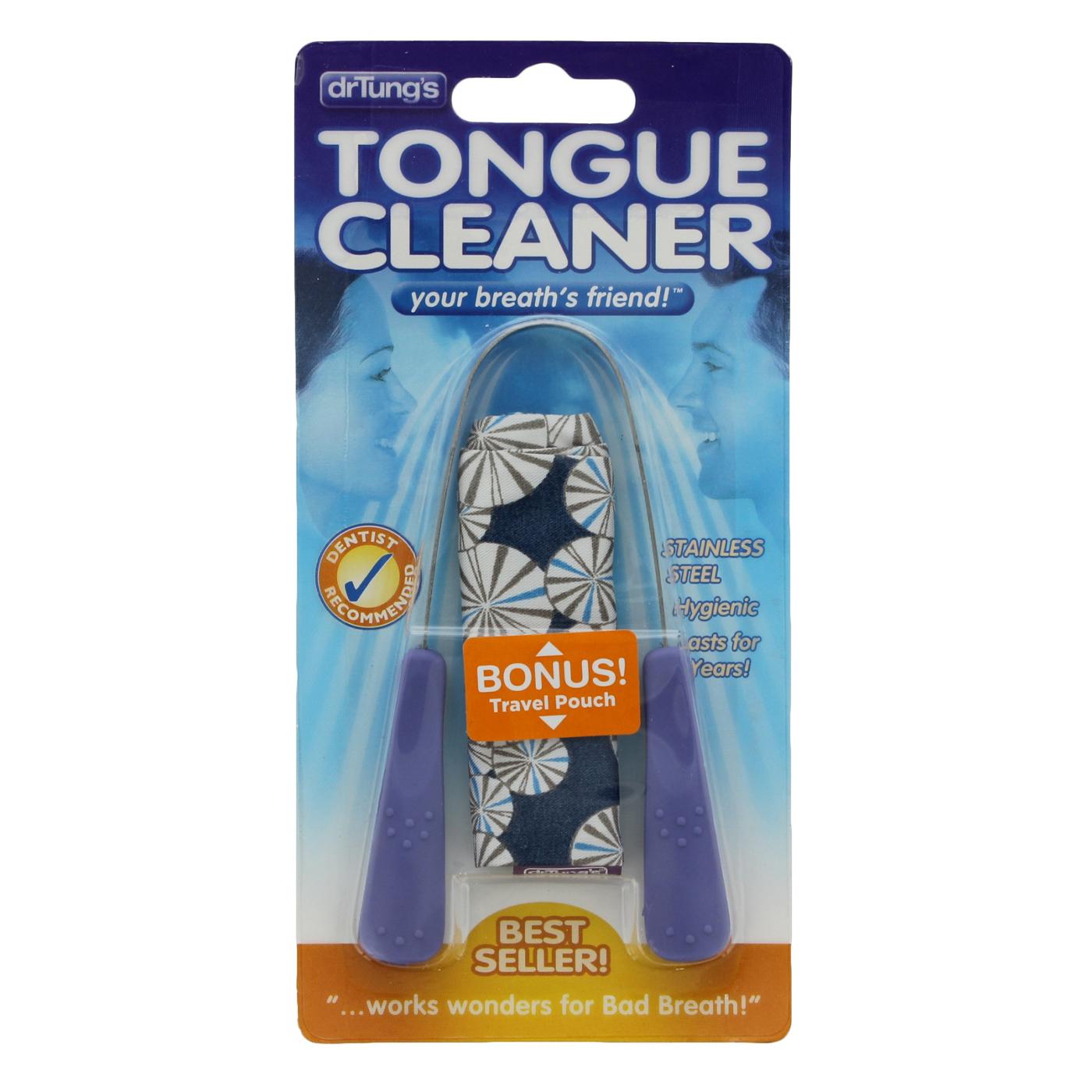 DrTung's Stainless Steel Tongue Cleaner with Travel Pouch, Colors May Vary; image 4 of 4