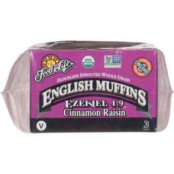 Food For Life Ezekiel 4:9 Sprouted Whole Grain Cinnamon Raisin English Muffins, 6 ct