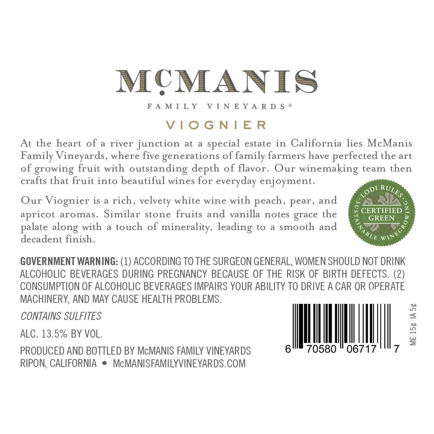McManis Family Vineyards Viognier; image 4 of 4