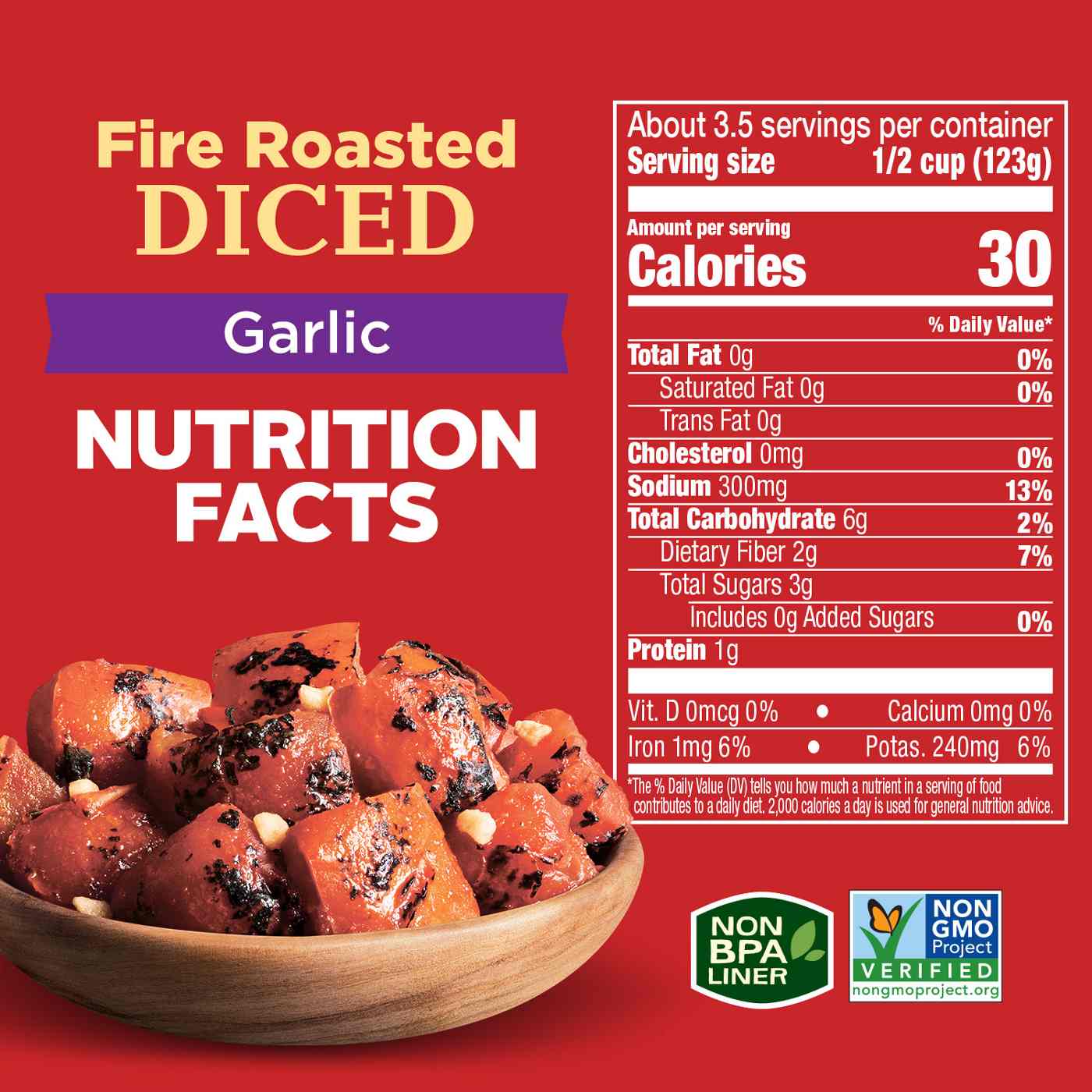 Hunt's Fire Roasted Diced Tomatoes with Garlic; image 2 of 6