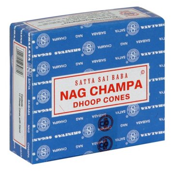 Satya Sai Baba Nag Champa Dhoop Incense Cones, 12 ct