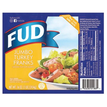 FUD Jumbo Turkey Franks, 8 ct