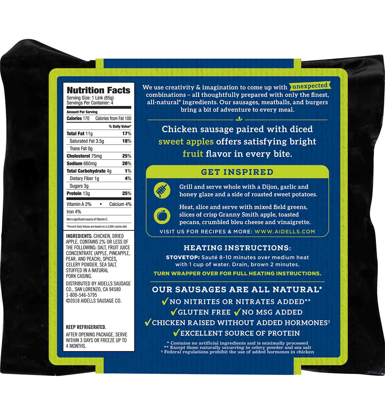 Aidells Chicken & Apple Smoked Chicken Sausage; image 2 of 3