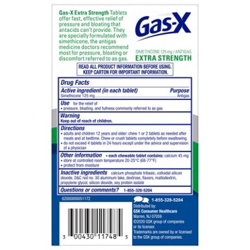 Gas-x Extra Strength Chewable Gas Relief Tablets with Simethicone 125 mg, Cherry - 48 Count