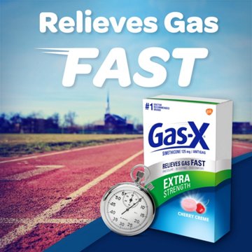 Gas-x Extra Strength Chewable Gas Relief Tablets with Simethicone 125 mg, Cherry - 48 Count