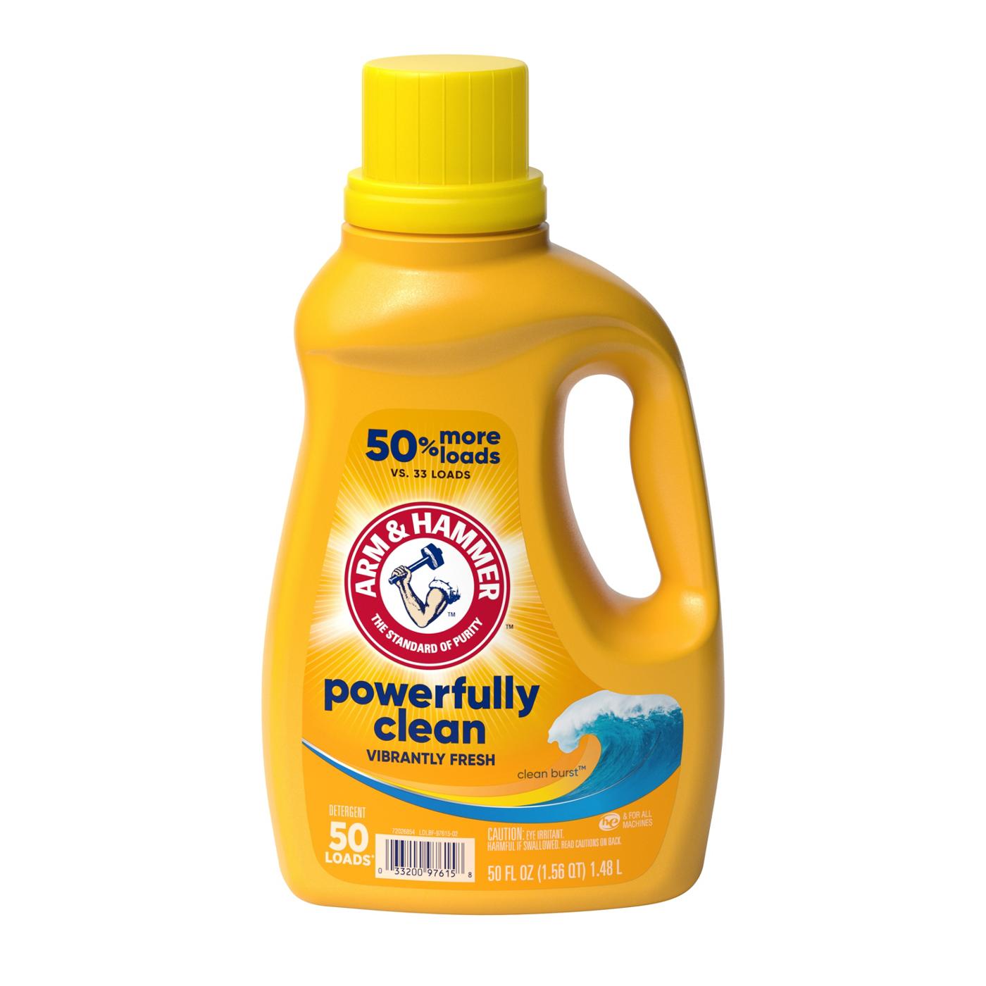Arm & Hammer Powerfully Clean HE Liquid Laundry Detergent, 50 Loads - Clean Burst; image 1 of 4