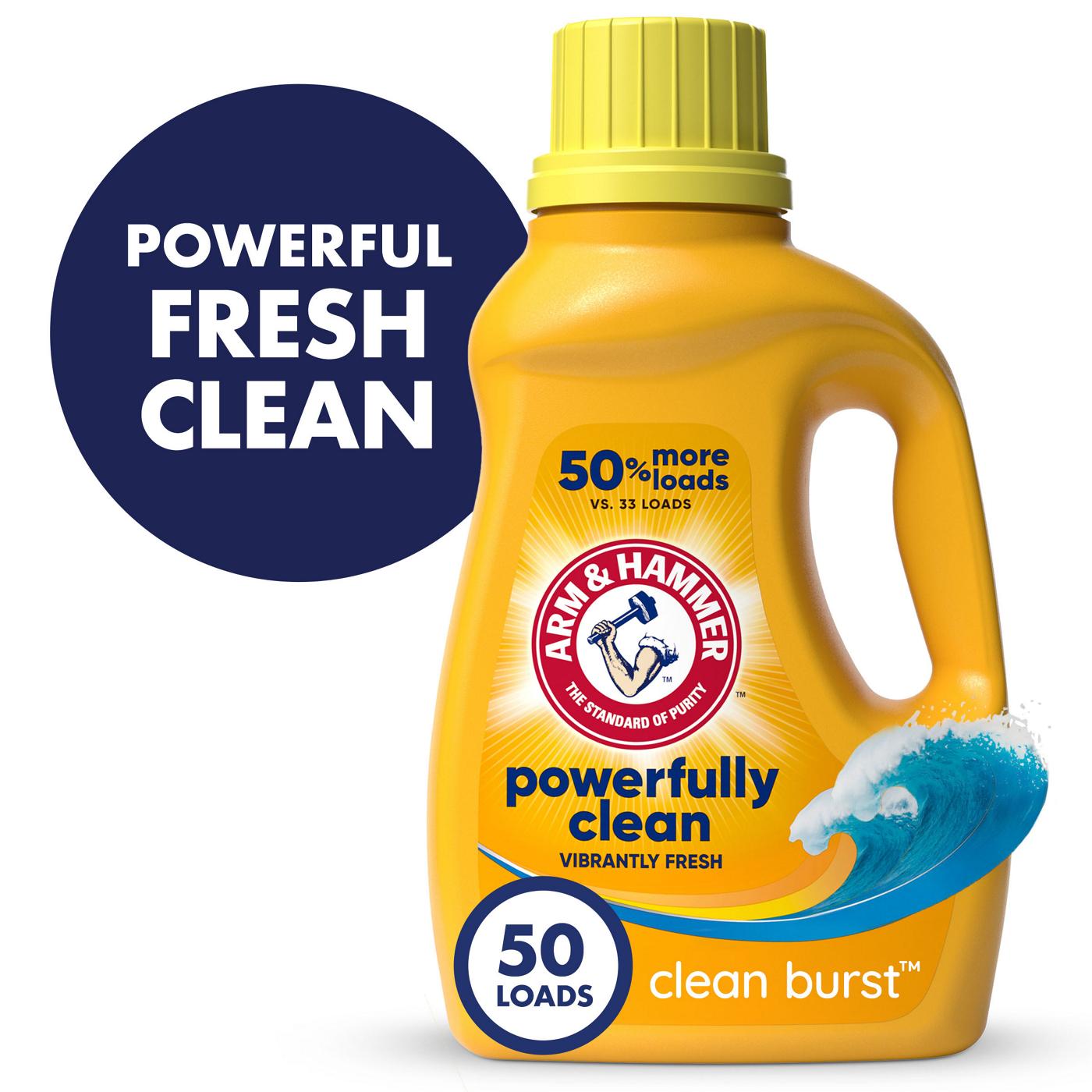 Arm & Hammer Powerfully Clean HE Liquid Laundry Detergent, 50 Loads - Clean Burst; image 10 of 12