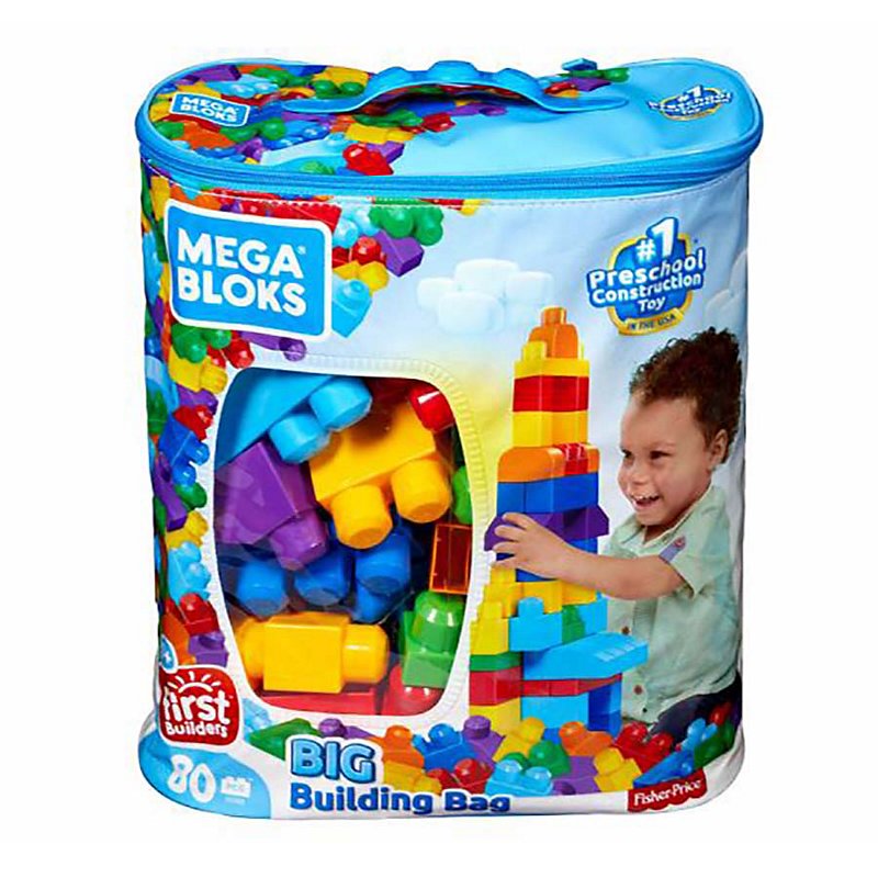 Mega Bloks Big Building Bag 60 Pieces Blue 