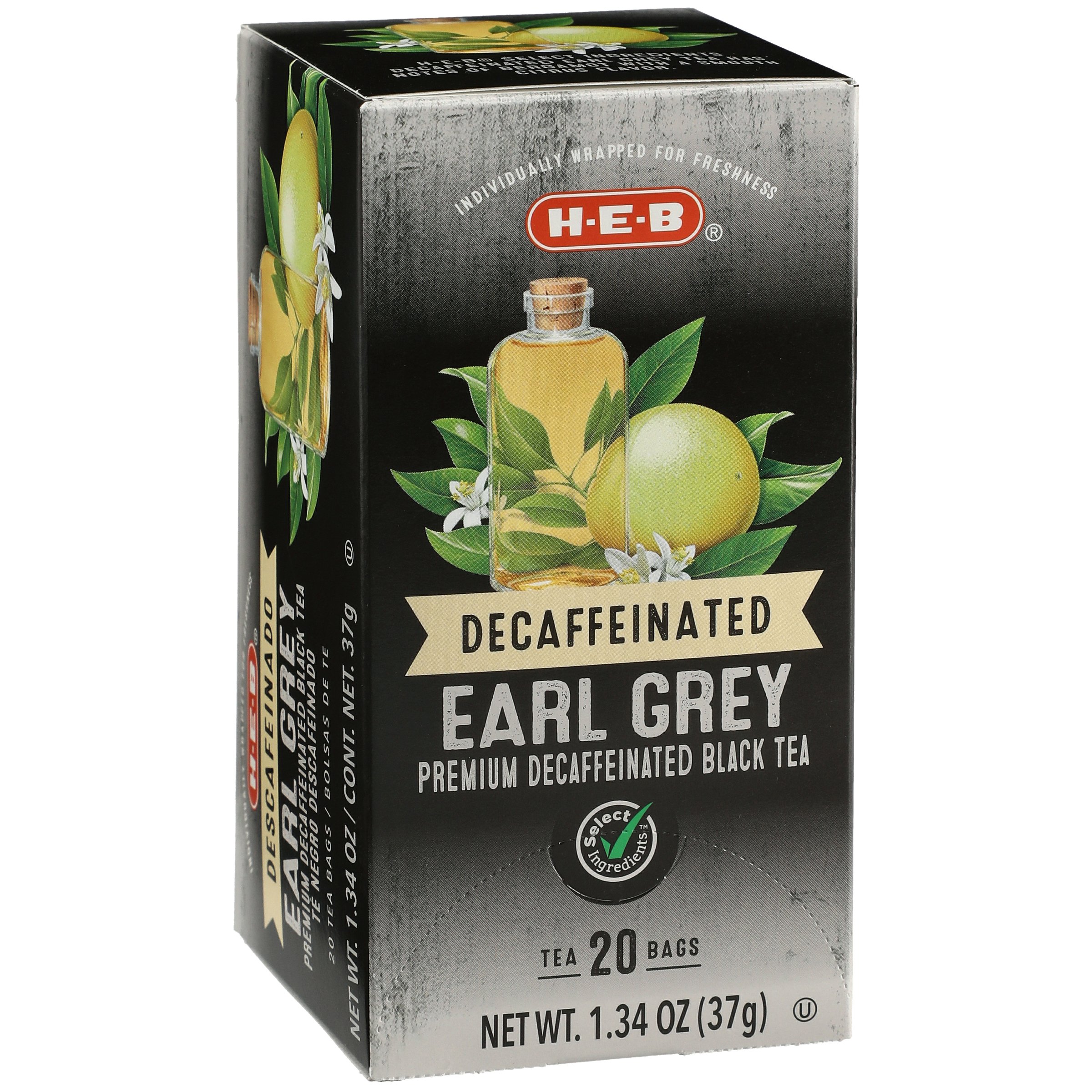 HEB Select Ingredients Premium Decaffeinated Earl Grey Black Tea Bags
