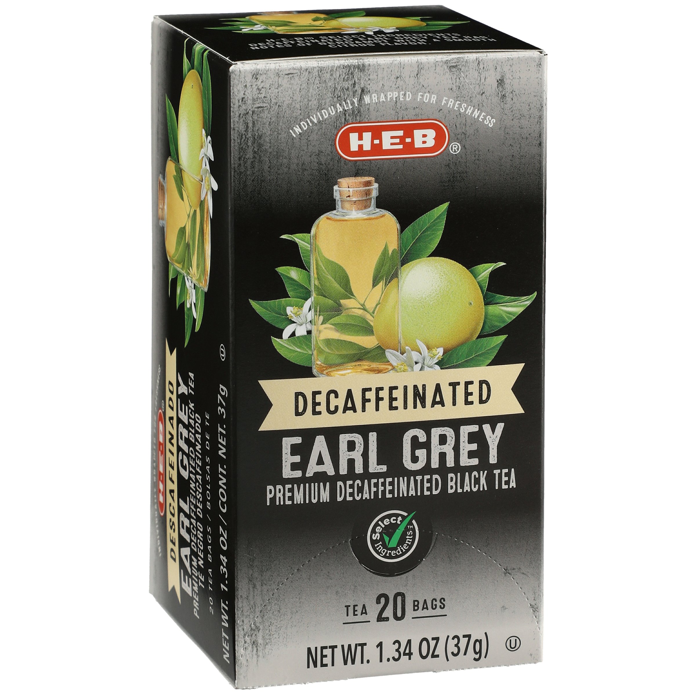 H-E-B Select Ingredients Premium Decaffeinated Earl Grey Black Tea Bags ...