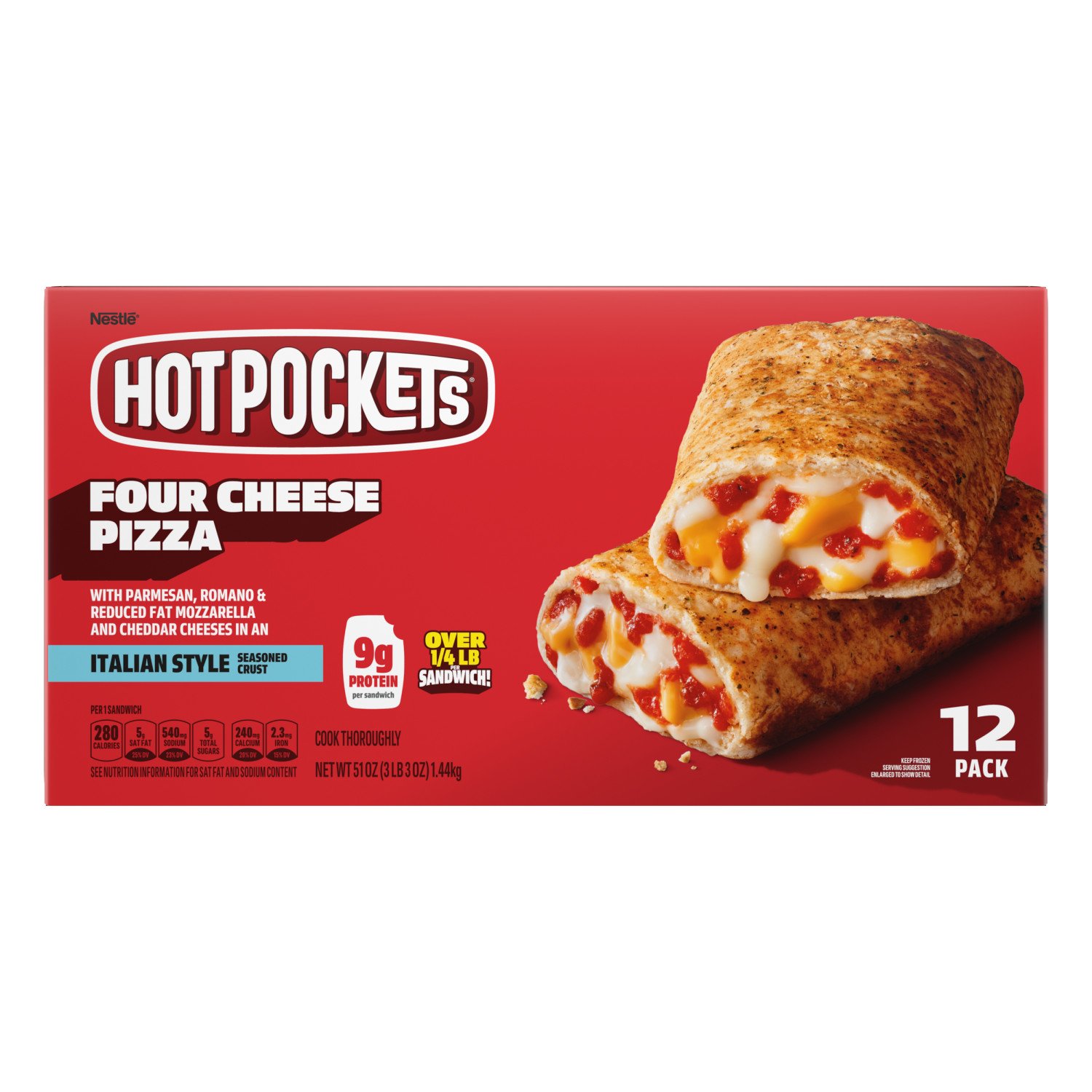 Hot Pockets Four Cheese Pizza Frozen Sandwiches Italian Style