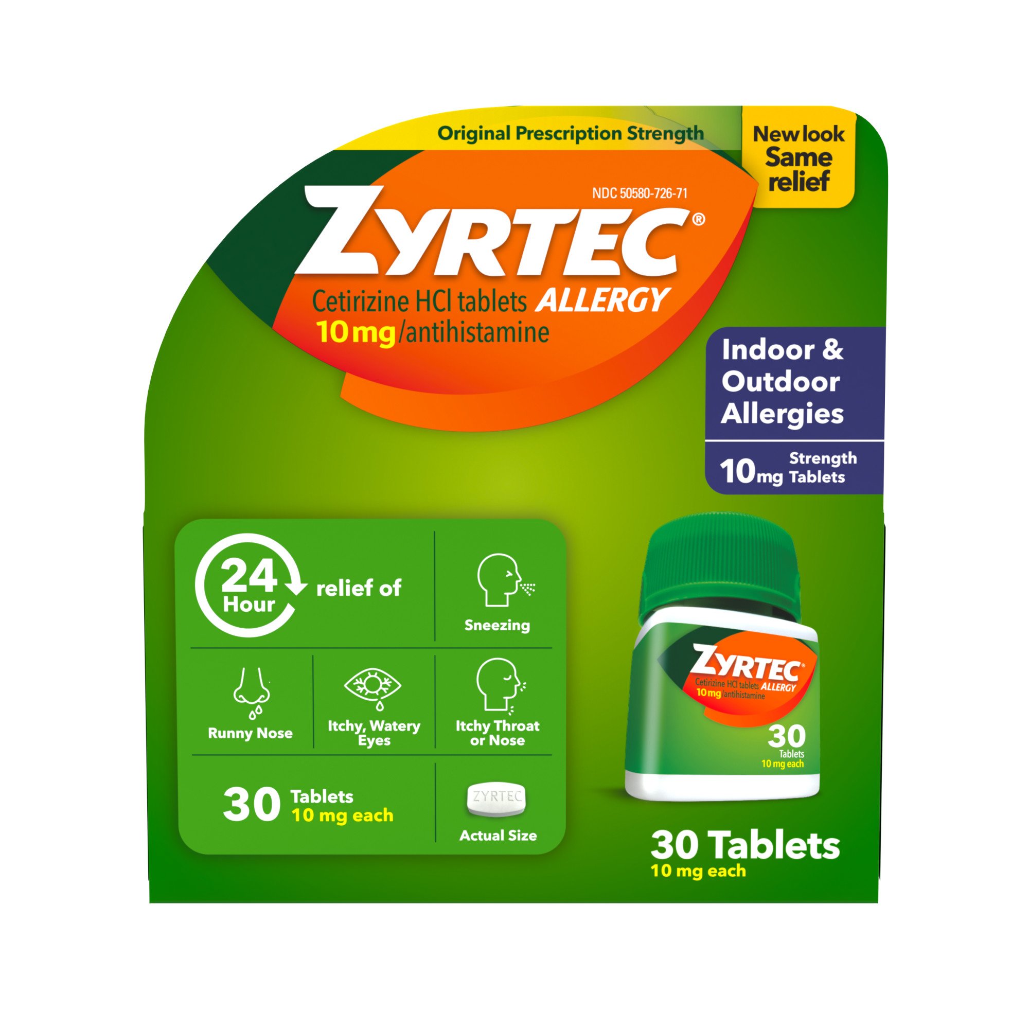 Zyrtec 24 Hour Allergy Relief Tablets with Cetirizine HCl, 30 ct