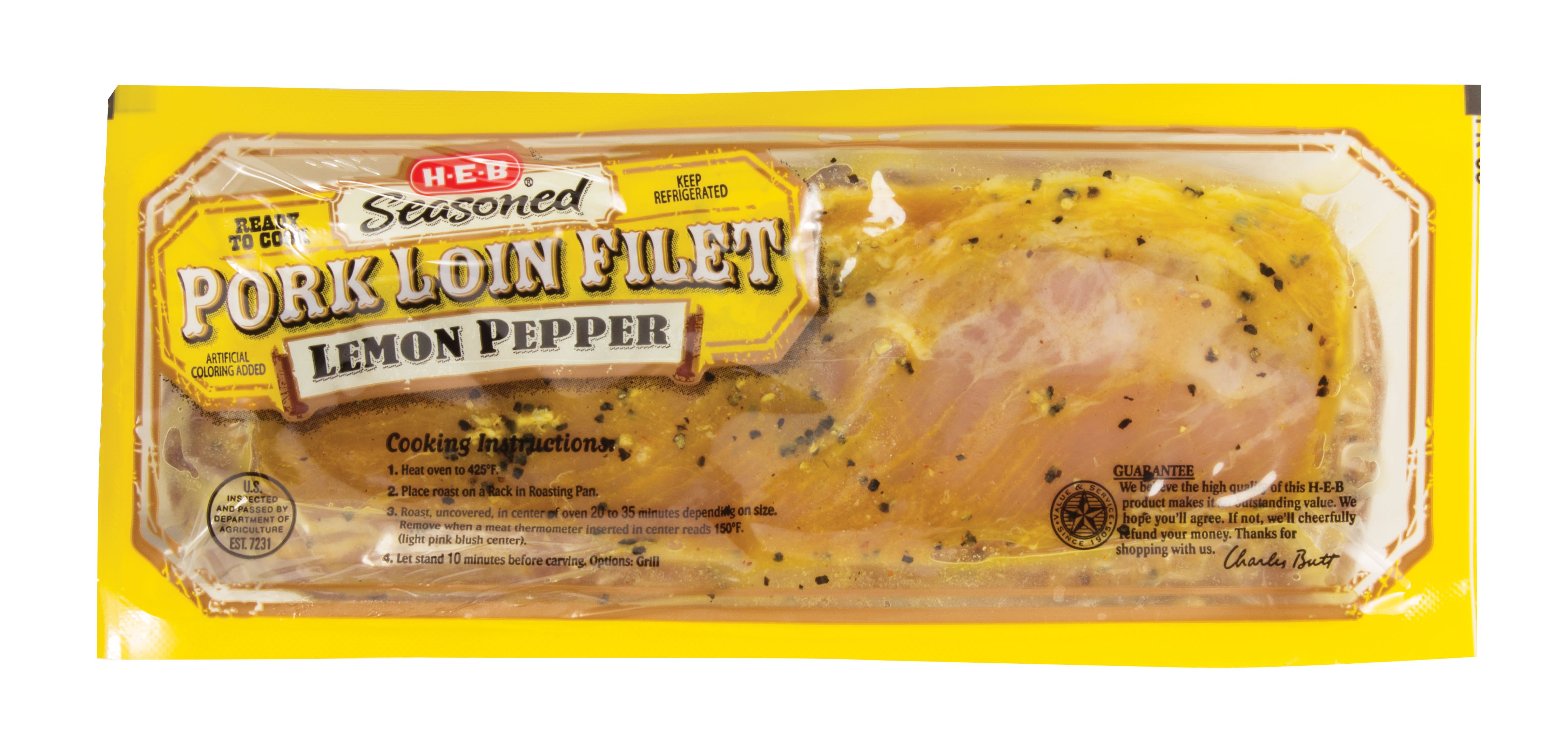 HEB Seasoned Pork Loin Filet Lemon Pepper Shop Pork at HEB