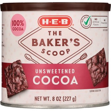 H-E-B The Baker's Scoop Unsweetened Cocoa, 8 oz