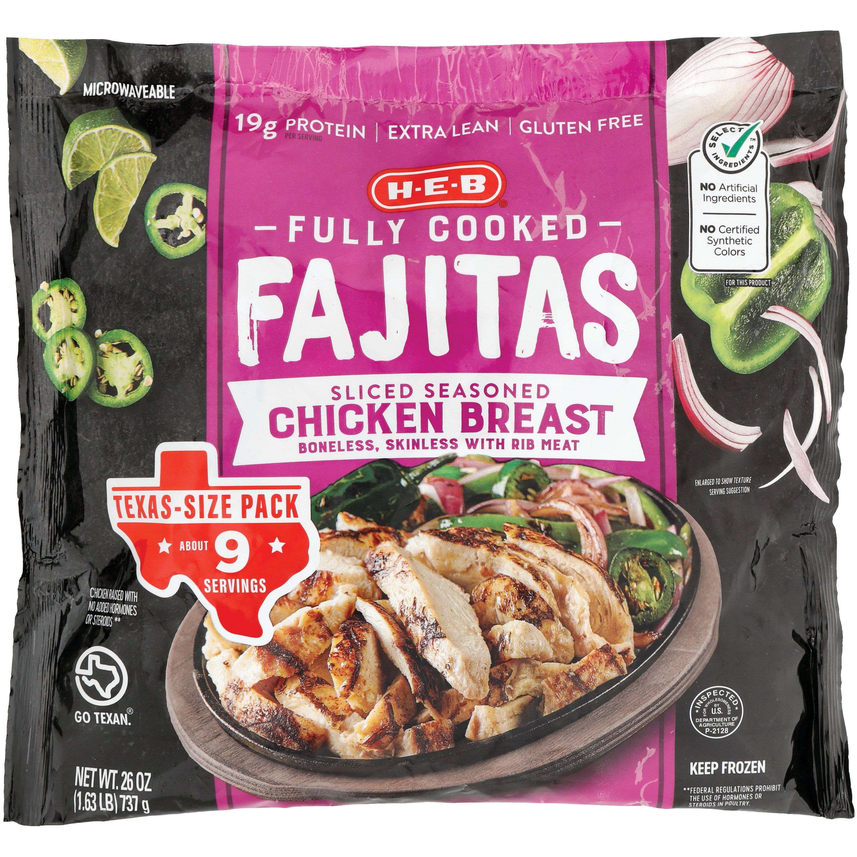 H-E-B Fully Cooked Frozen Seasoned Chicken Breast Fajitas - Texas-Size ...