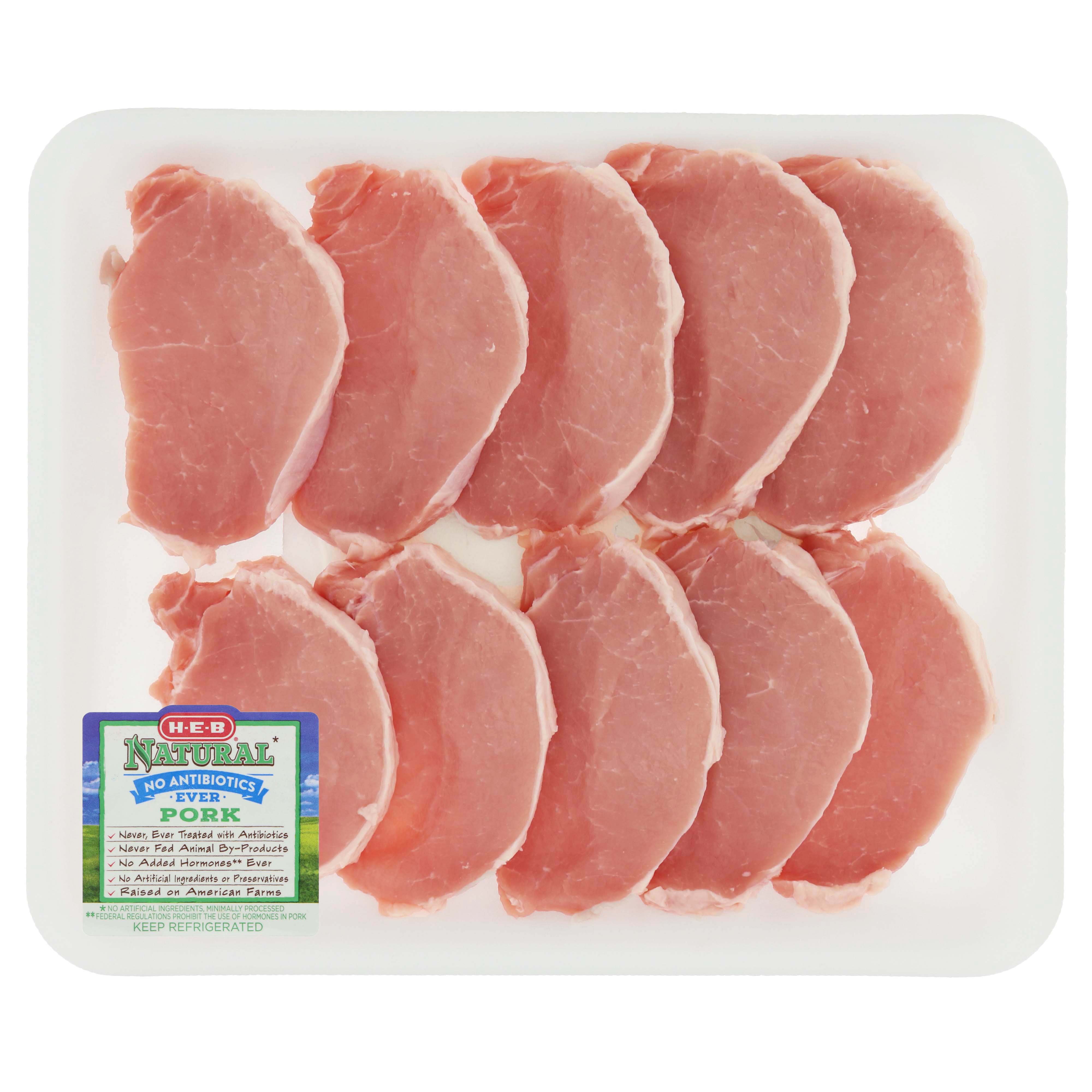 H-E-B Natural Boneless Center Loin Pork Chops, Thin Cut - Value Pack ...