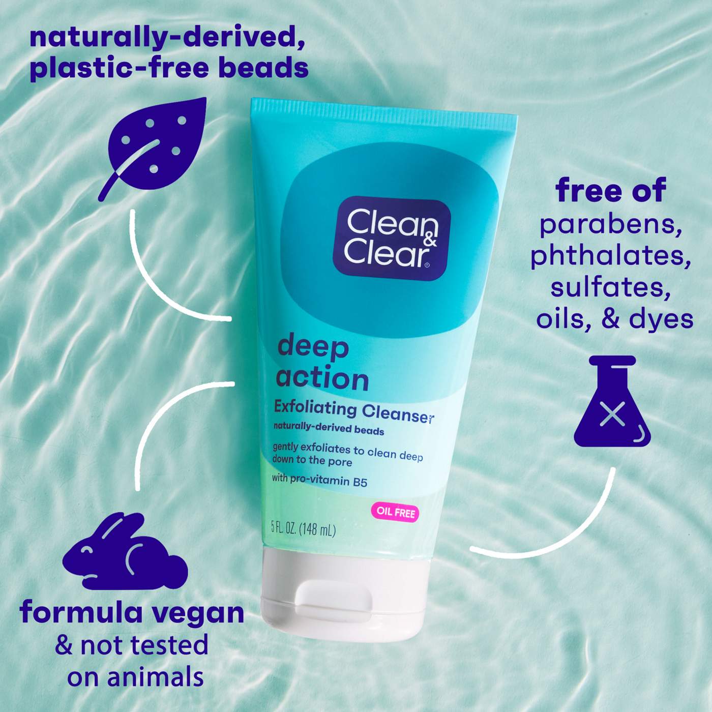 Clean & Clear Oil-Free Deep Action Exfoliating Facial Cleanser; image 7 of 8