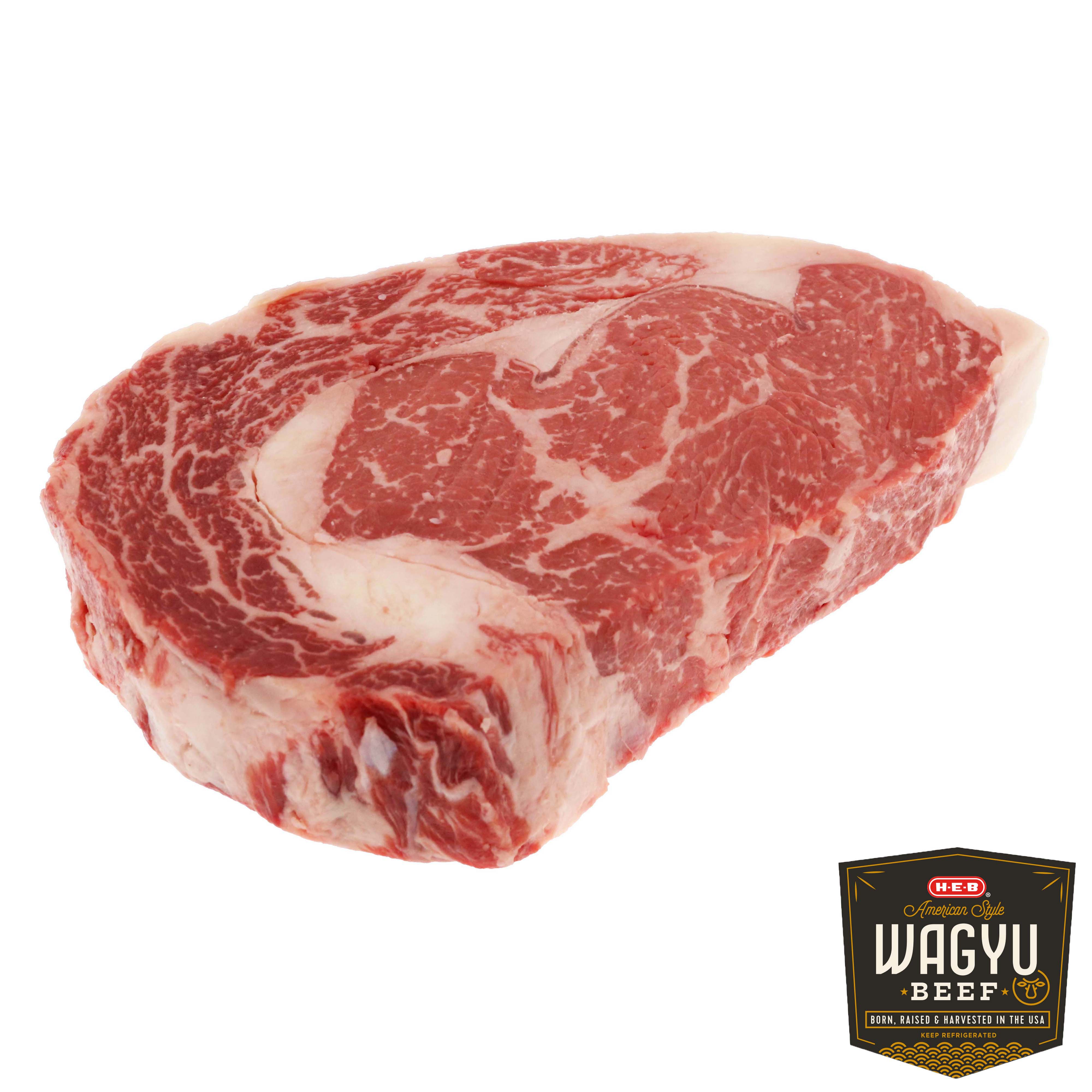 H-E-B Wagyu Beef Ribeye Steak Boneless Extra Thick, Service Case - Shop ...